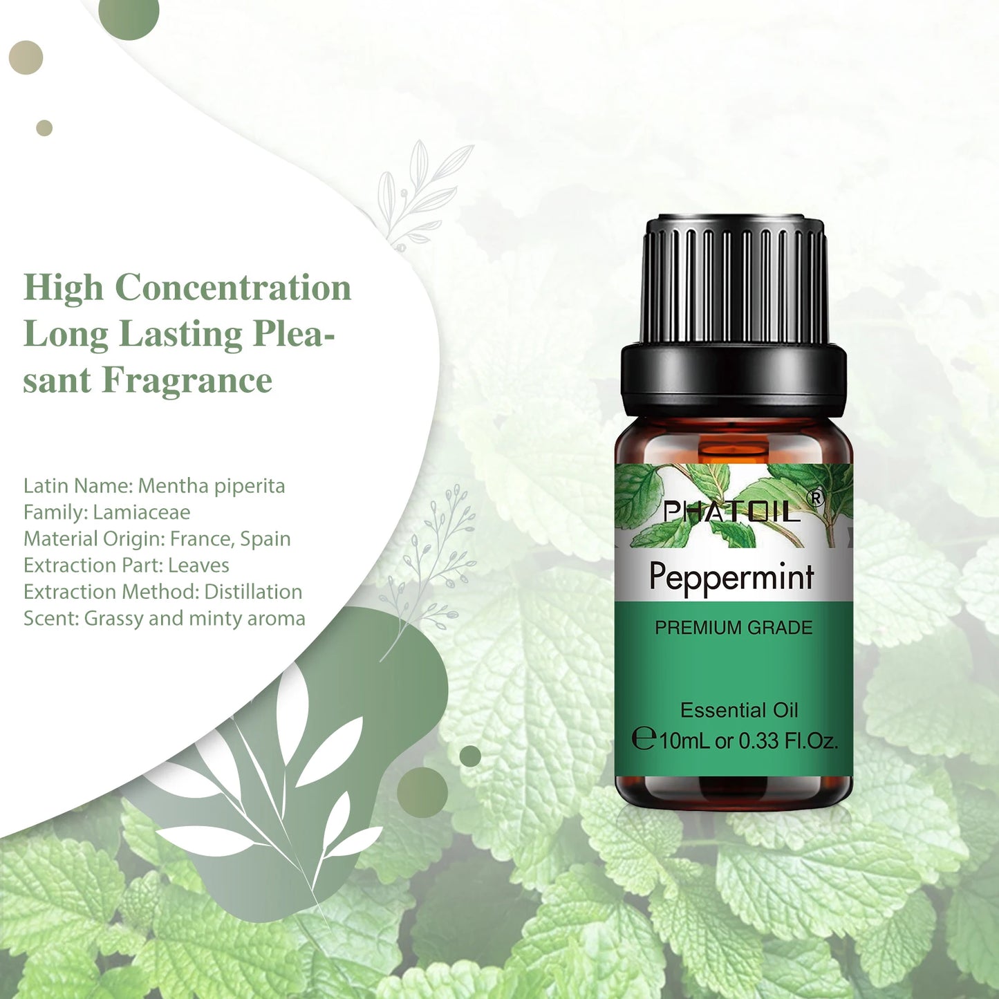 PHATOIL Natural Plant Essential Oil 10ml Eucalyptus Lavender Bergamot Vanilla Peppermint 1PCS Aroma Essential Oils For Diffuser Breezeade